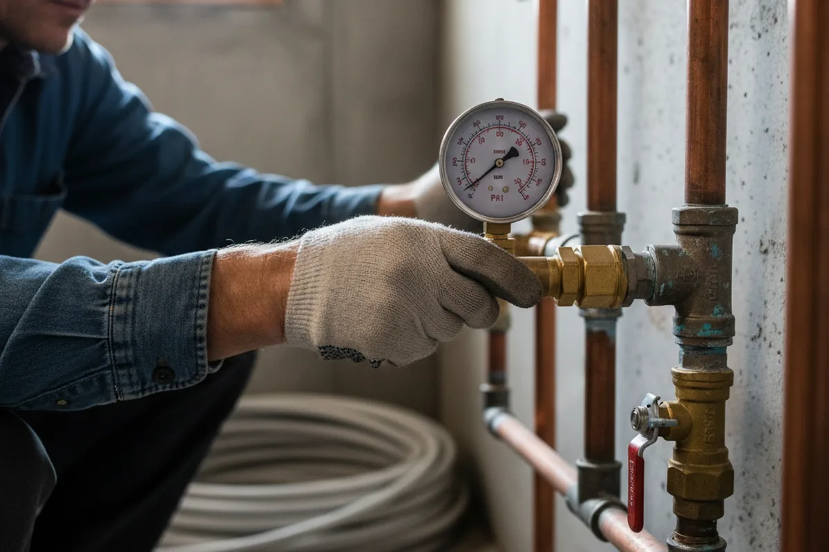 Pressure testing a repaired line during Water Line Repair in Rocky